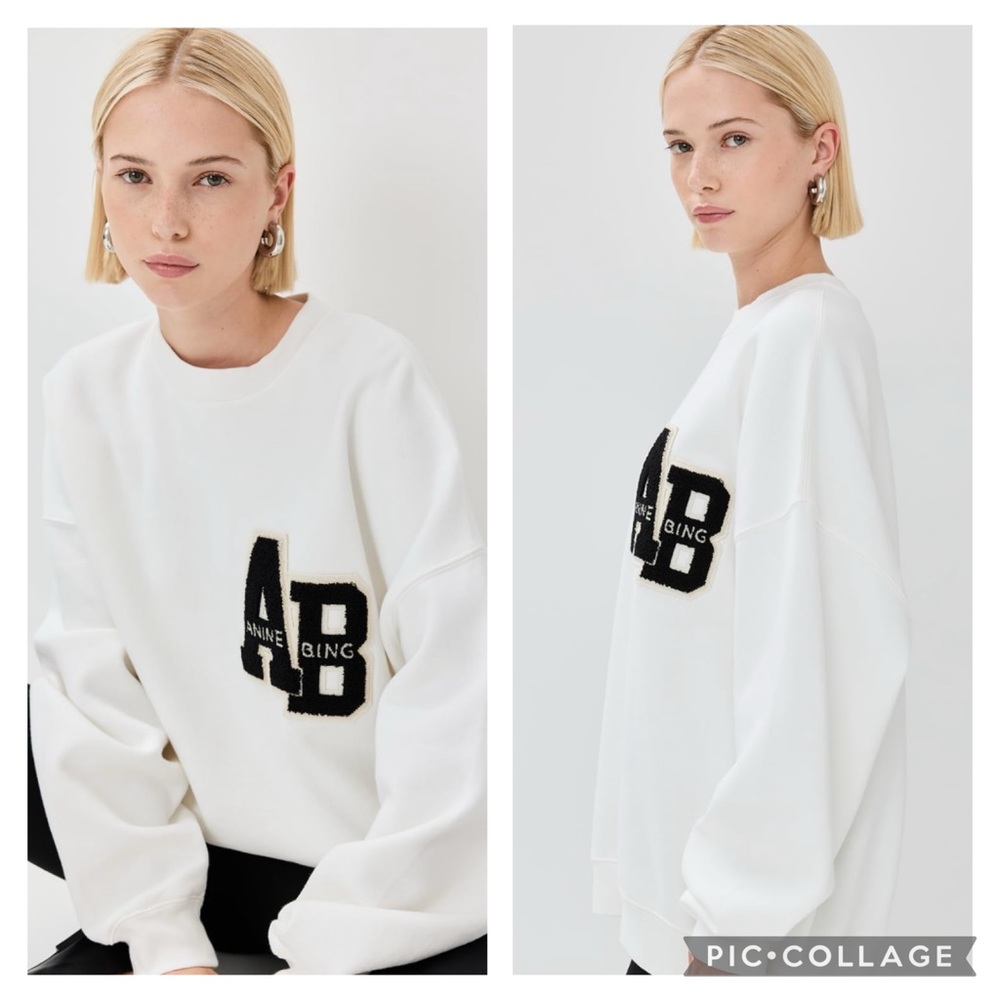 Anine Bing Miles Letterman Logo Sweatshirt